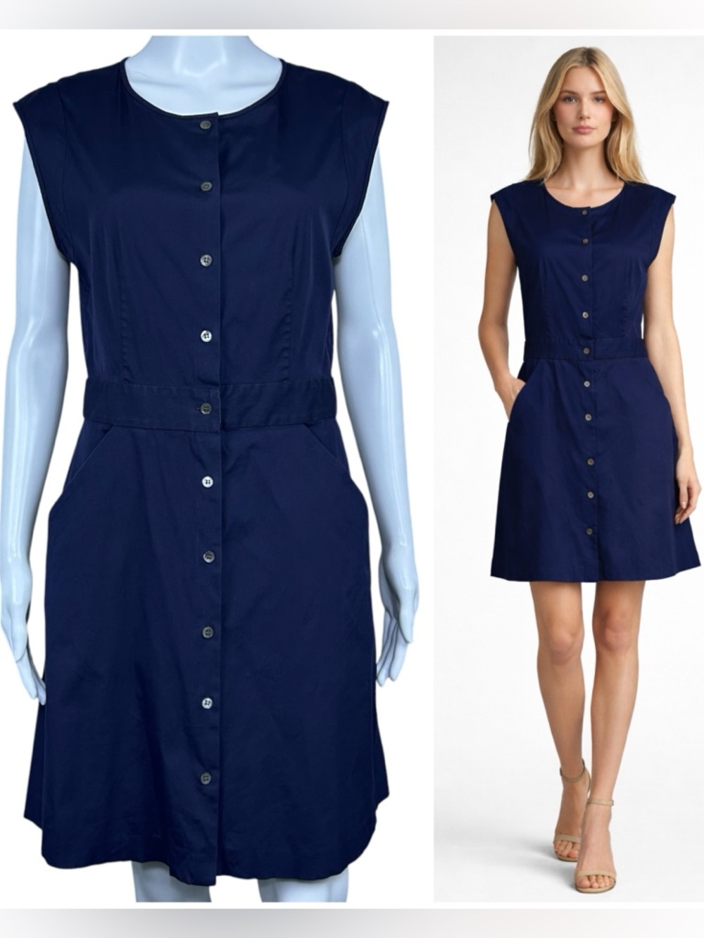 Theory Jalia Sleeveless Button Front A-Line Shirt Dress Sz 6 Pockets Minimalist